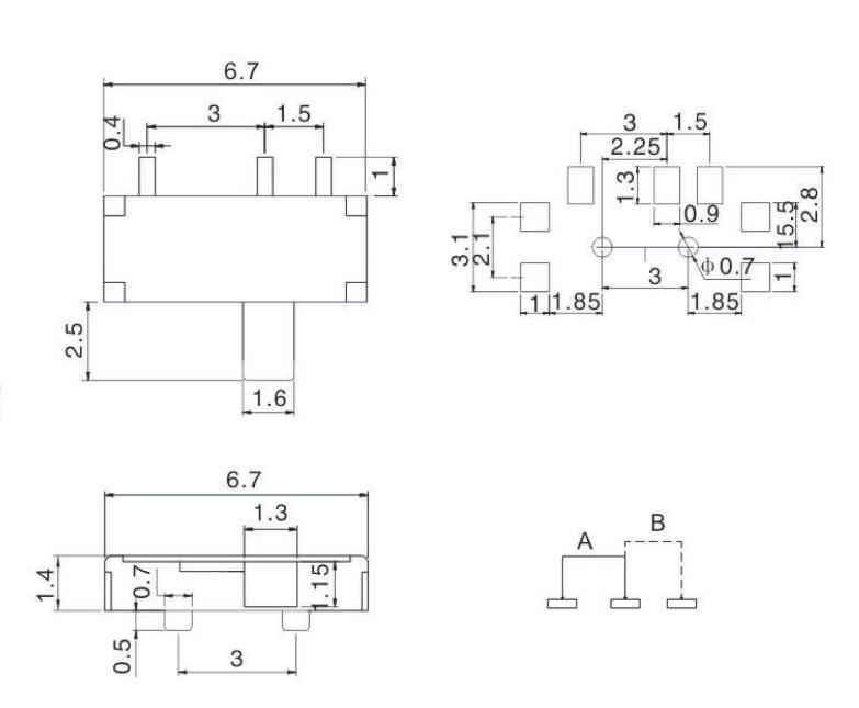 三腳撥動開關(guān)規(guī)格書