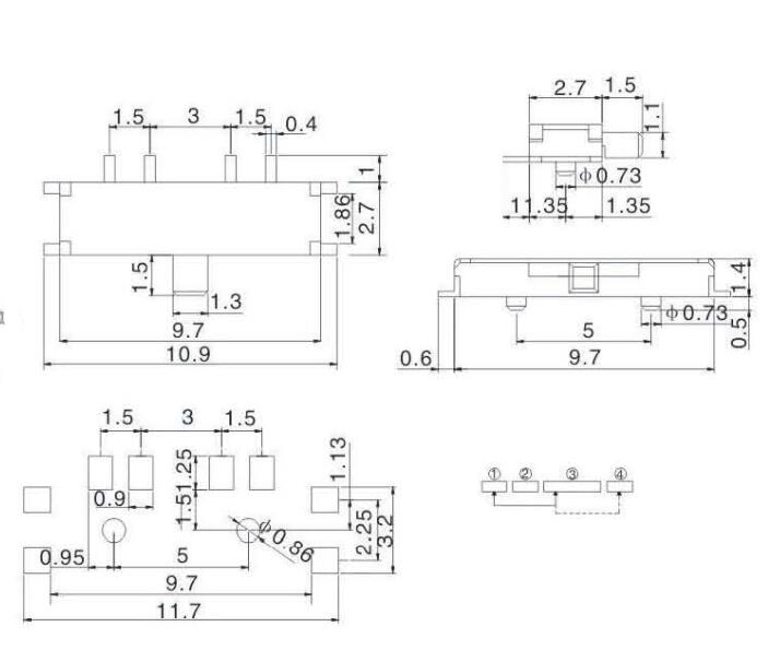 8腳撥動(dòng)開關(guān)圖紙