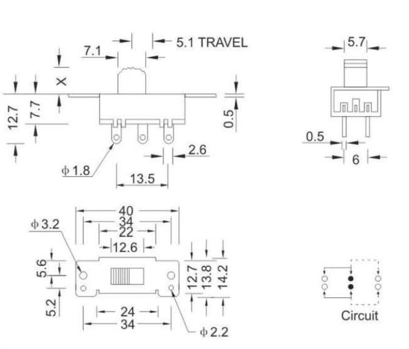 2P2T撥動(dòng)開關(guān)規(guī)格圖