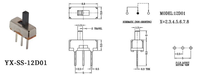 SS-12D01撥動開關(guān)原理圖