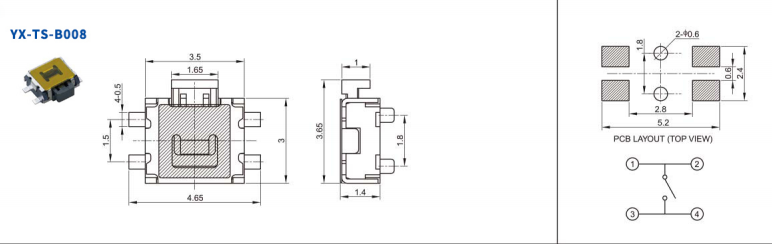 3.5*3小烏龜四腳輕觸開關(guān)電路圖