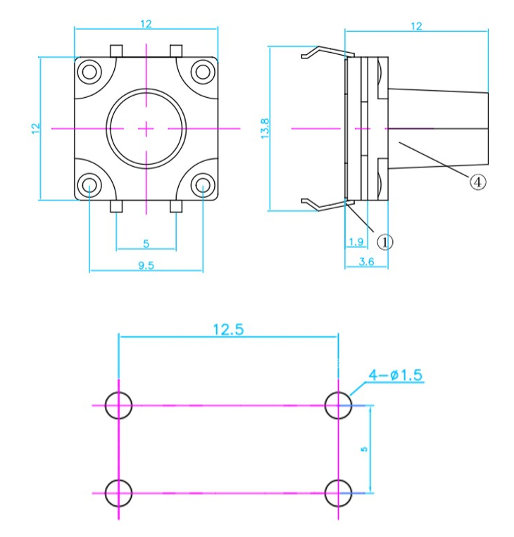 輕觸開關(guān)尺寸圖