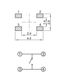 YX-TS-A006，四腳貼片小型輕觸開關(guān)電路圖